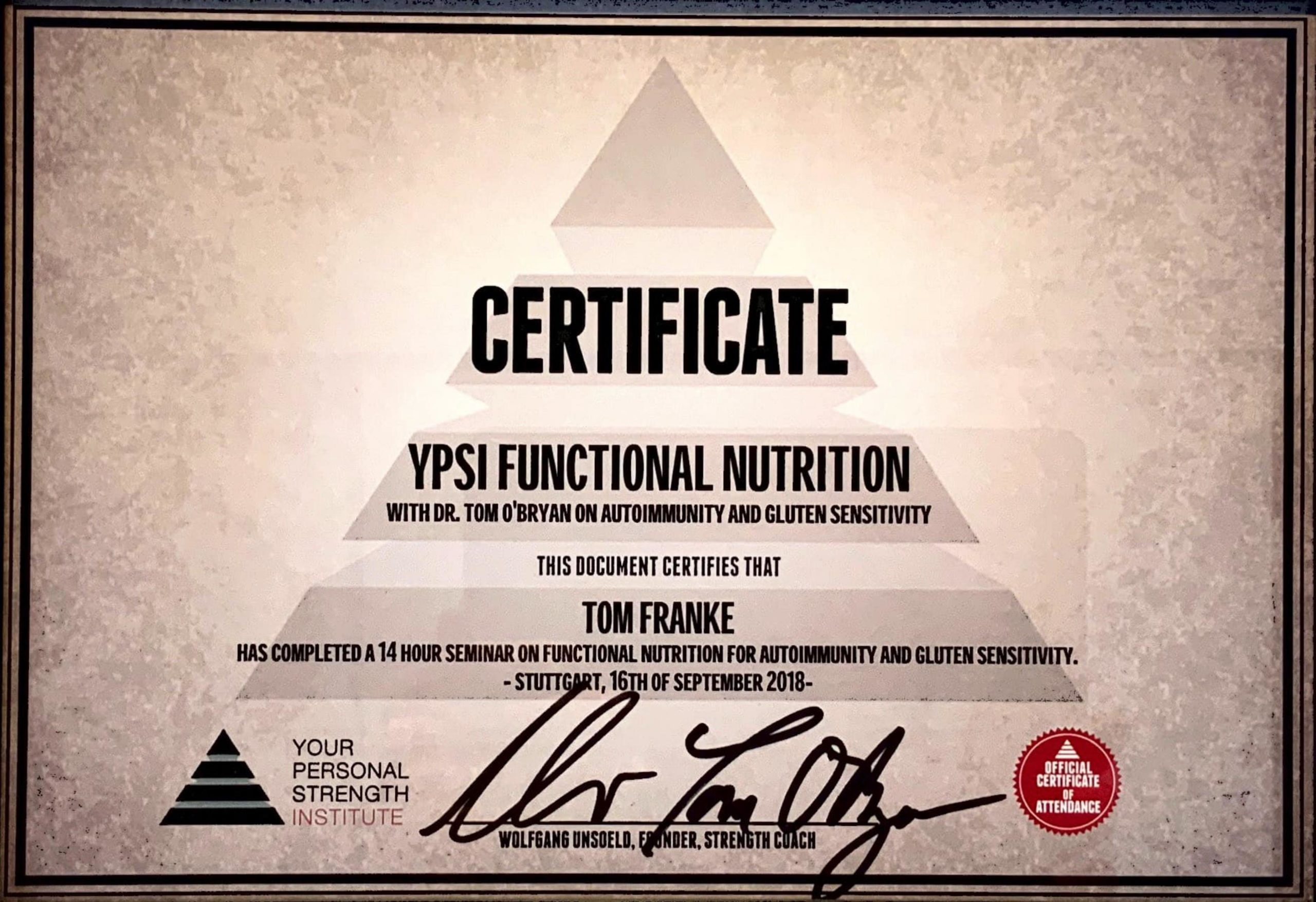 Tom Franke Zertifikat - Personal Trainer Leipzig