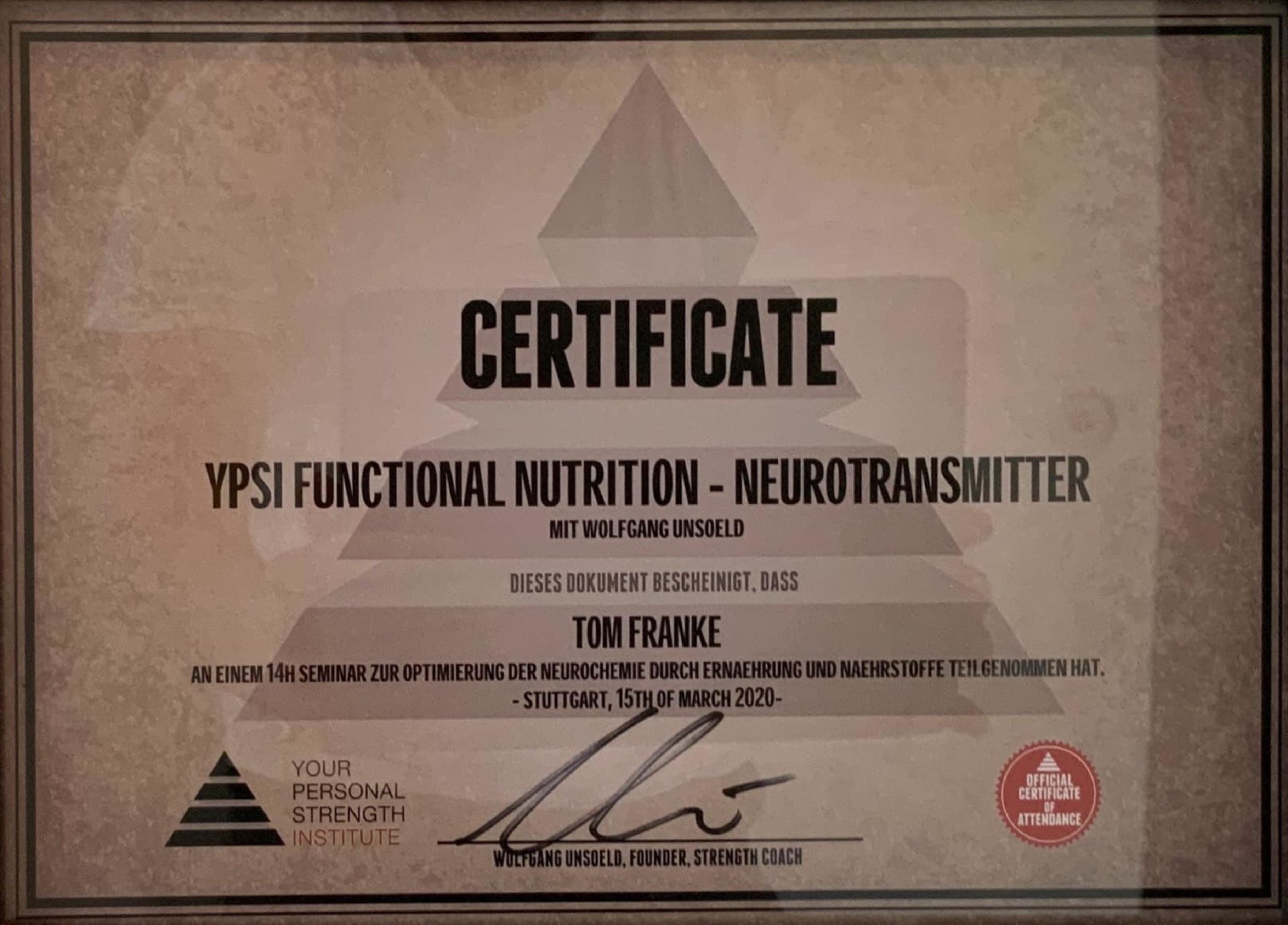 Tom Franke Zertifikat - Personal Trainer Leipzig