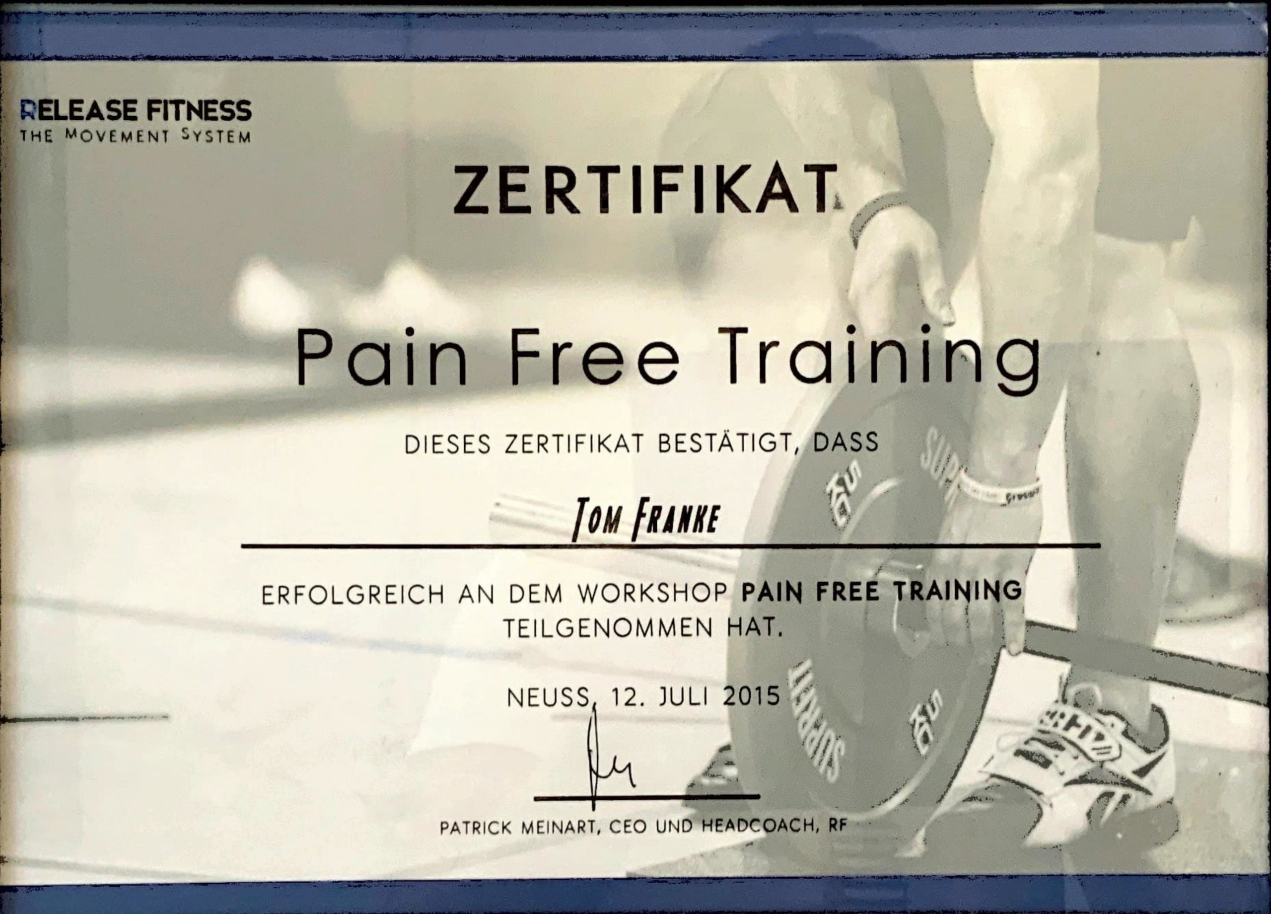 Tom Franke Zertifikat - Personal Trainer Leipzig