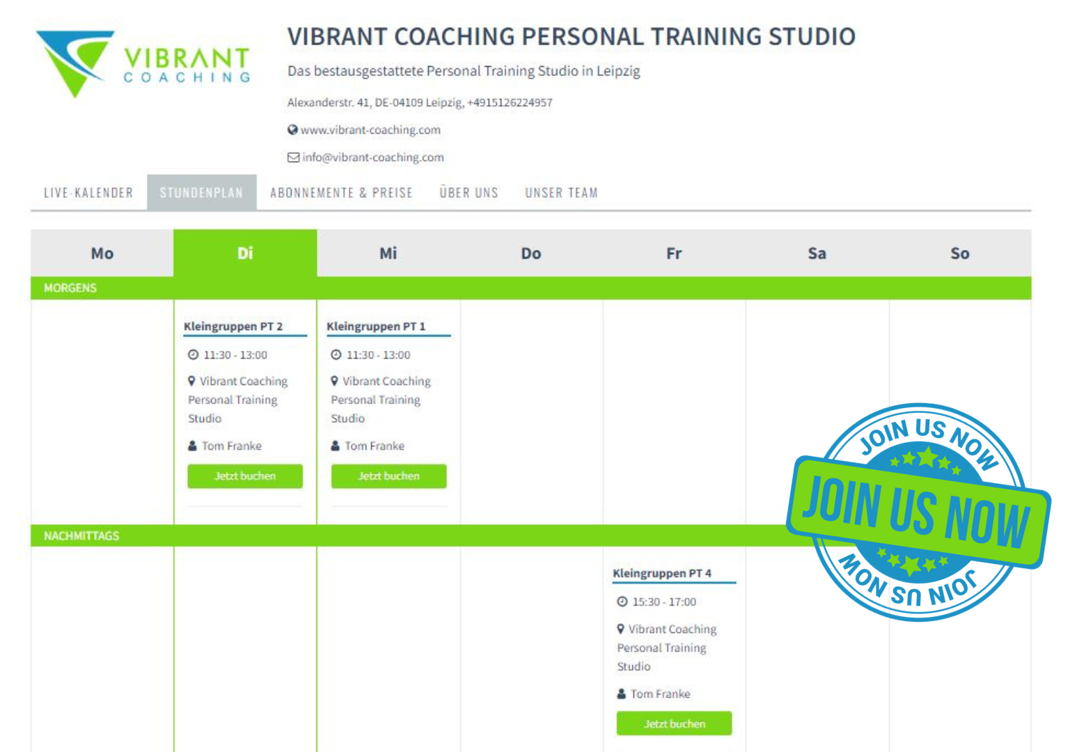 Flexibel und Unabhängig buchen - die Gruppentrainings bei Vibrant Coaching Leipzig