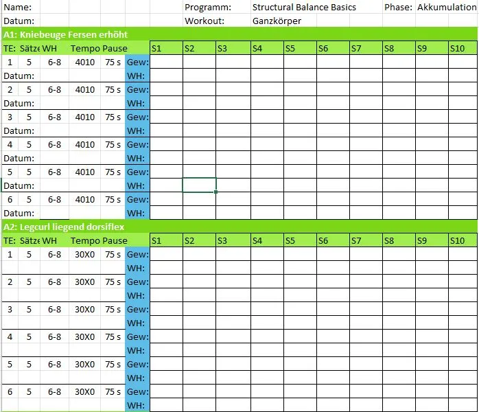 Trainingsplan Fortschritt durch Struktur
